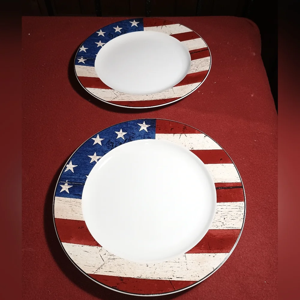 Lot of 2 Warren Kimble Dinner Plates Colonial Sakura New 11 in